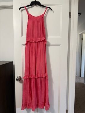 Tiered Pink Midi Dress